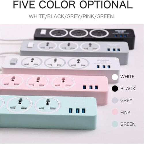 ER-303B US USB Socket Universal Jack Strip Charging For Desktop Wall Table Bottom 3AC+3USB