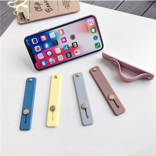 Candy color mobile phone case bracket wrist strap support push stretch silicone Wrist band hand finger grip socket holder