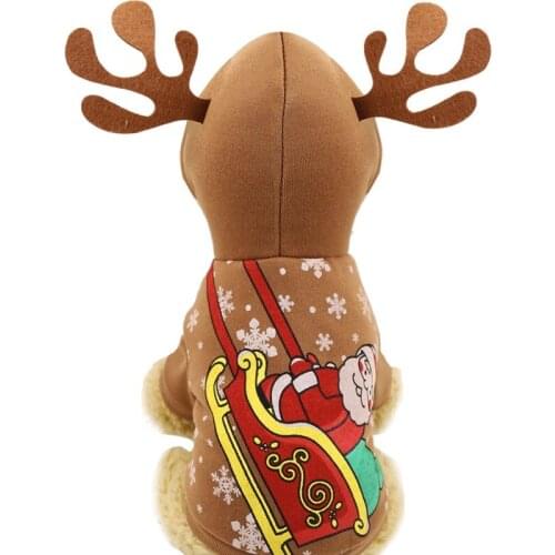 Puppy Cat Coat Jacket Christmas Dog Hoodie Dog Christmas Clothes Fall Winter Warm Elk Cotton Pet Clothing Cosplay Outfits