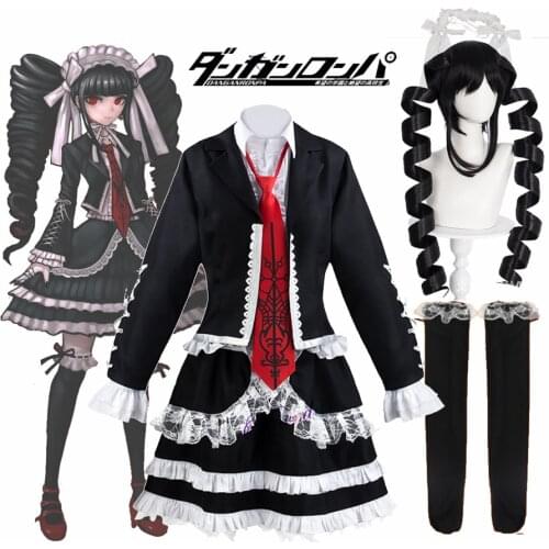 Anime Danganronpa Celestia Ludenberg Cosplay Costume Wig Halloween Party Fancy Gothic Lolita Dress Outfit For Women