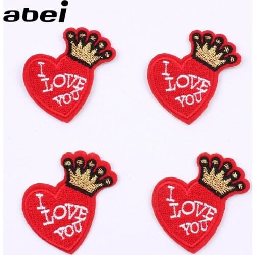 10pcs/lot Iron On Love Crown Patch Cartoon Sew on Stickers Apparel Clothes Appliques DIY Coats Jeans Pants Badge patches sewing
