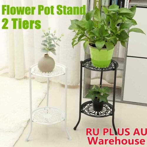 2 Layers Flower Stand Metal Plant Pot Stand Flower Display Shelf Home Indoor Outdoor Decor Garden Balcony Flower Pots Shelves