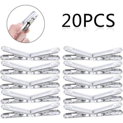 20Pcs Laundry Pegs Stainless Steel Clothes Pegs Washing Line Airer Non Slip Tight Grip Strong Spring Home Decorative Towel Clips