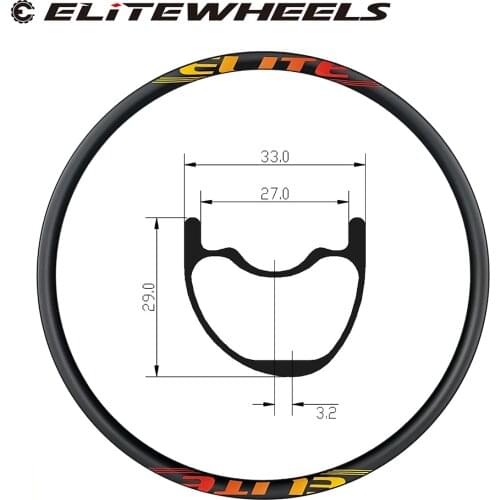 29er MTB Carbon Rim Asymmetric Type Tubeless Ready 33mm * 29mm For XC AM Mountain Bike Wheel Super Light Weight 350g/piece