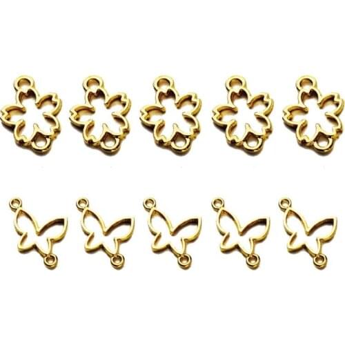 5Pcs Butterfly Flower Resin Frame Connectors Open Bezel Setting Jewelry Making