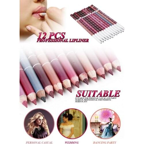 50 sets 12pcs/set fashion High Quality Waterproof Professional Lip Liner Pencil Long Lasting 12 Colors Lipliner pen makeup