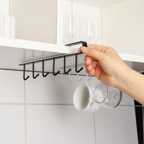 6 Hooks Dish Drying Rack Kitchen Storage Rack Cupboard Hanging Hook Shelf Multi-Functional Dish Hanger Bathroom Organizer Holder