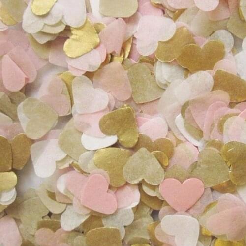 Freeship 1kg 0.5kg Heart 2.5 Baby Pink Gold White Biodegradable Tissue Paper Confetti Wedding Birthday Shower Party Table Deco
