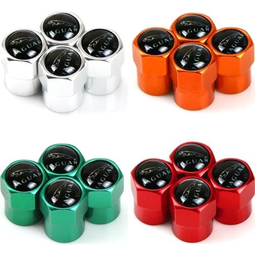 Colorful 4pcs Car Wheel Tire Valve Caps Stem Covers For Jaguar XE XF XJ F-Type F-Pace Auto Accessories Aluminum alloy