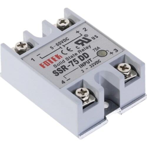 DC-DC Single Phase Solid State Relay SSR-75DD DC DC SSR Module 75A DD Input Voltage 3-32V DC TO 5-60V DC Output Load SSR 75DD