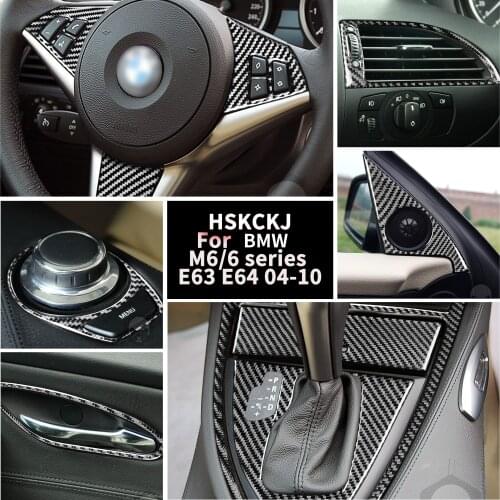 For BMW 6Series E63 E64 2004-2010 Multiple Color Carbon Fiber Sticker Shift Panel Frame Air Outlet Button Car Accessories