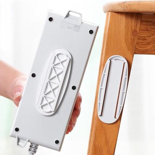 Home Wall-mounted Plug-in Line Board Router Power Strip Adhesive Holder Punch-free Socket Plug Fixer Cable Install Bottom Board
