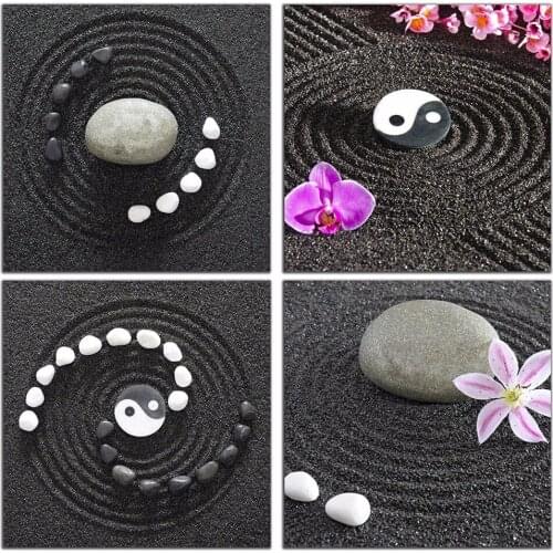 Gossip Zen Stone and Yin Yang Picture Poster Art Painting Picture for Home Decoration Painting Wall Decoration Canvas
