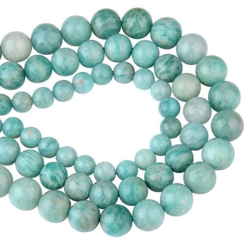 Chanfar High Quality Natural Amazonstones Round Beads For Jewelry Making DIY Bracelet Necklace 6/8/10mm Strand