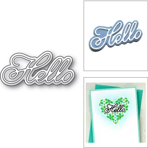 2020 New Hello English Sentiment Word and Silhouette Set Metal Cutting Dies For Making Greeting Card Paper Scrapbooking No Stamp