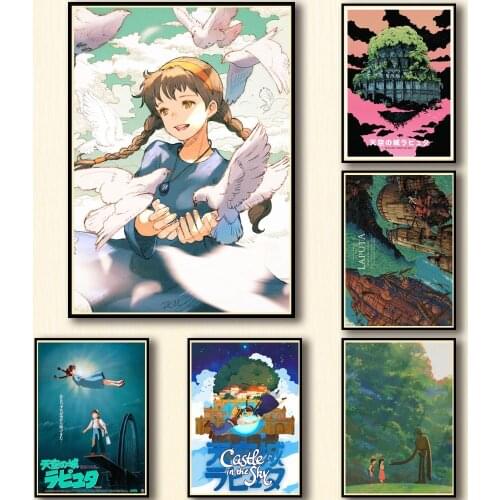 20 Designs Anime Laputa Castle In The Sky Whitepaper Poster HomeDecal Painting Wall Sticker for Coffee House Bar