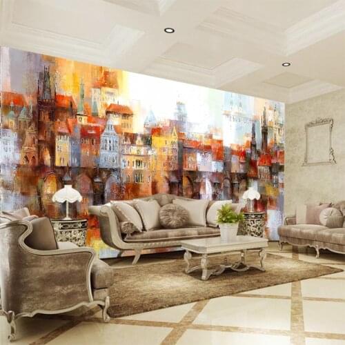 Custom 3D Wall Mural Photo Wallpaper Oil Painting of Color Building Contact Paper For Living Room TV Sofa Backdrop