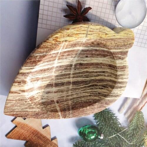Natural Stripe Mineral Quartz Crystal Carving Bowl Ashtray With Leaf Shape Heart Shape Round Shape Ornaments Decoration