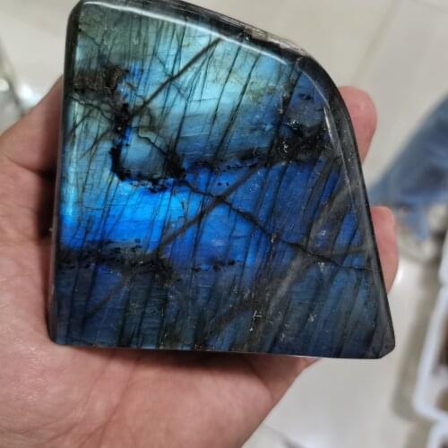 Natural Crystal Moonstone Raw Gemstone Ornament Polished Quartz Labradorite Handicraft Decorating Stone Healing