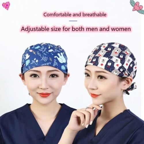 New Unisex Cotton Adjustable Pet Work Hats Dust Cap Nursing Cap Elastic Beauty Hat Beauty Salon Baotou Hat Pet Scrubs Wholesale