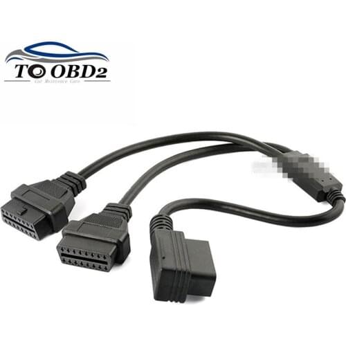OBD2 OBD II 16 Pin Y Splitter Extension Male to Dual Female Diagnostic Cable 16PIN 50cm OBD2 Extension Cable free shipping