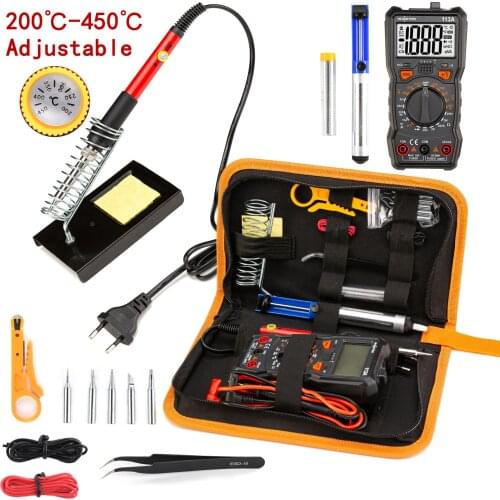 Soldering Iron with Digital Multimeter Kit Adjustable Temperature Auto Ranging AC/DC Tester Multimetro Welding Tool Kits