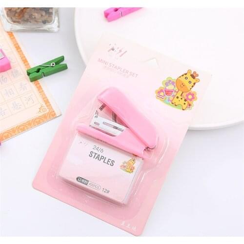 Morandi Color Portable Mini Stapler Set with 400pcs Staples Stationery Office Binding Tool School Binder Teacher