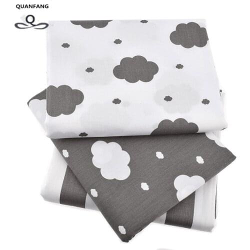 QUANFANG Clouds Printed Twill Cotton Fabric Sewing DIY Quilting Gray Sky Tissue Baby Bed Sheets Sleepwear Children Dres Material