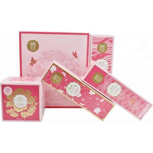 Fancy gold glossy printing foldable cosmetic gift set packaging box
