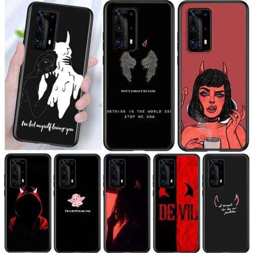 Silicone Cover Little Devil Horns For Huawei P40 P30 P20 Pro P10 P9 P8 Lite E Plus 2019 2017 Phone Case