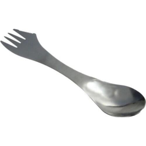 Outdoor Camping Knife Spoon Fork Stainless Steel Spork Utensil Portable 3 in1 K1MB