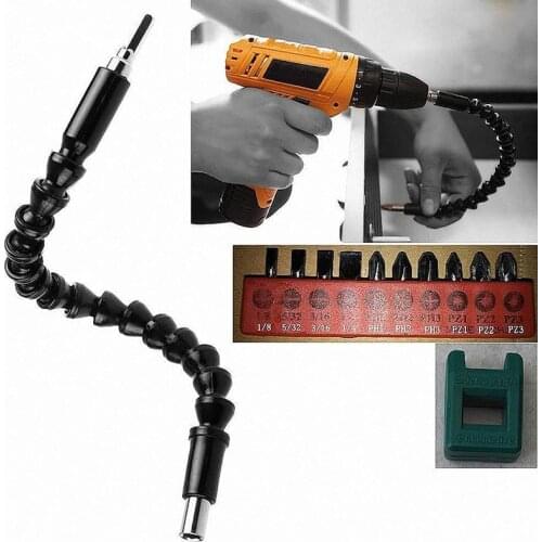 30 CM/11.8 Inch Flexible Drill Shaft Socket Key Drive Bits Extension Extender Link Snake Double Head Screwdriver #251877