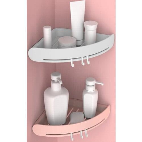 Bathroom Corner Storage Shelf Wall-mounted Punch-free Shower Shampoo Holder Plastic Washroom Sundries Rack Bathroom Accessories