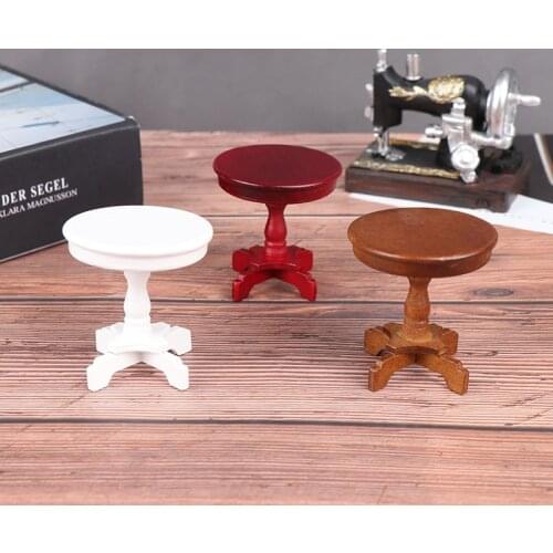 1Pcs 1/12 Dollhouse Garden/Room Decor Wooden Miniature Round Coffee Table Kids Toys