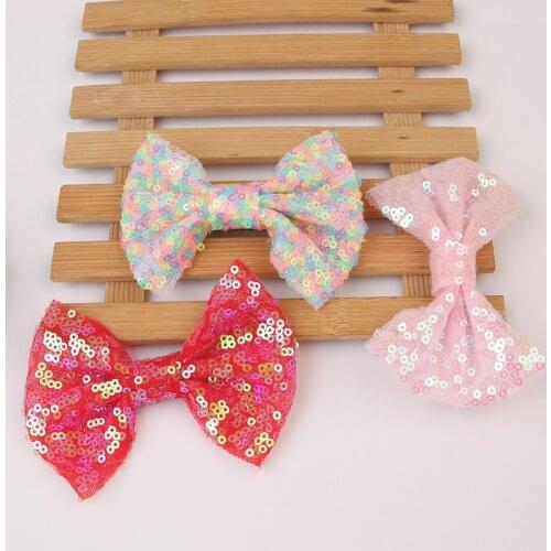 1 PC Girls Hair Bow Clips Children Princess Big Bows Sequin Shiny Design 4 Inch Knotted Mermaid Hairbow Hair Accessories