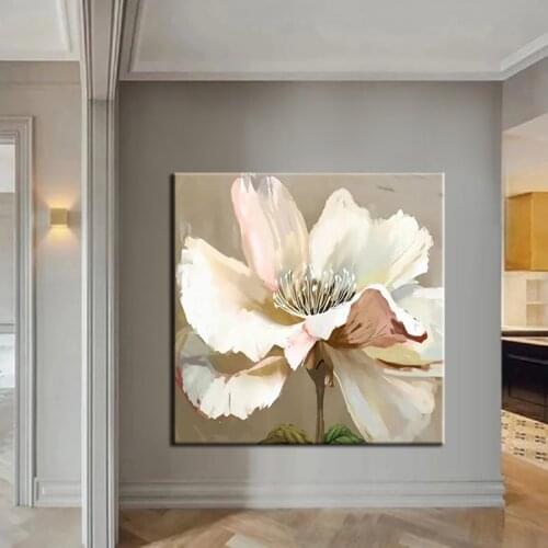 100% Hand Painted White Flowers Handmade Oil Paintings Modern Wall Art Abstract Oil Painting On Canvas For Home Decor Bedroom