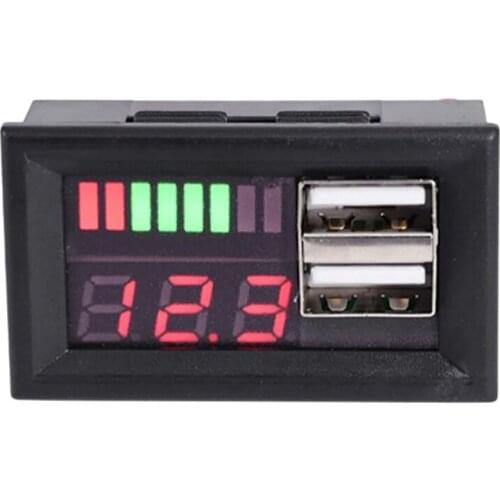 12V Digital Voltmeter Voltage Battery Panel Meter for Car Motorcycle USB 5V 2A Output