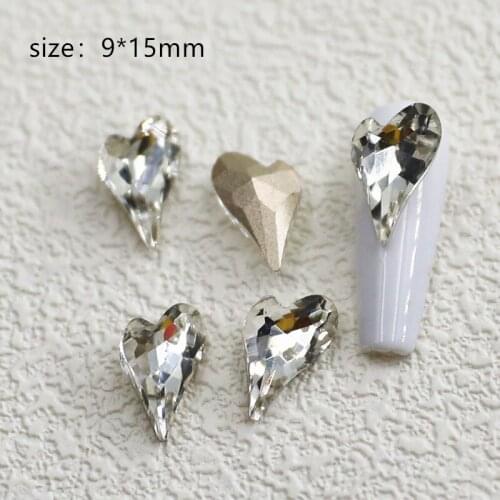 20pcs/lot Korea 3D Nail Art Parts Kawaii Heart Crystal Accessories Charm Glitter Rhinestone Nail Tips Supplies for Professionals