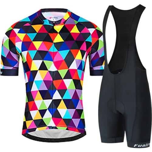 2021Fualrny 100% Polyester Pro Cycling Jersey Set MTB Bicycle Clothes Sportswear Bike Clothing Maillot Ropa Ciclismo Cycling Set