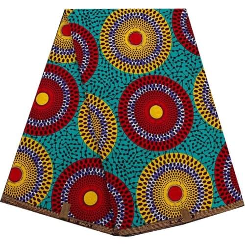 2021 WAX 100% Cotton Batik Printed Fabric Tissus African Circle Geometric Printed Woven Printed Fabric Wholesale for Party Dress