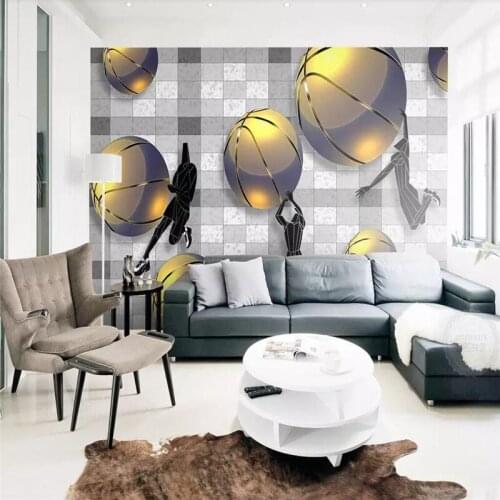 3d stereo basketball abstract creative space TV background wall professional production wallpaper mural custom poster photo wall