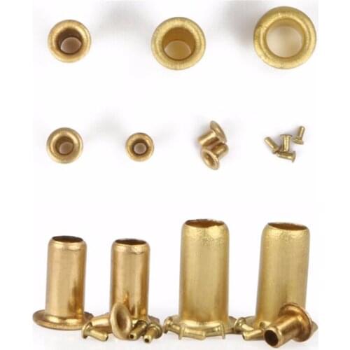 500/1000pcs M2*4mm Brass Eyelet Rivet Nut Through Hole Rivets Hollow Grommet