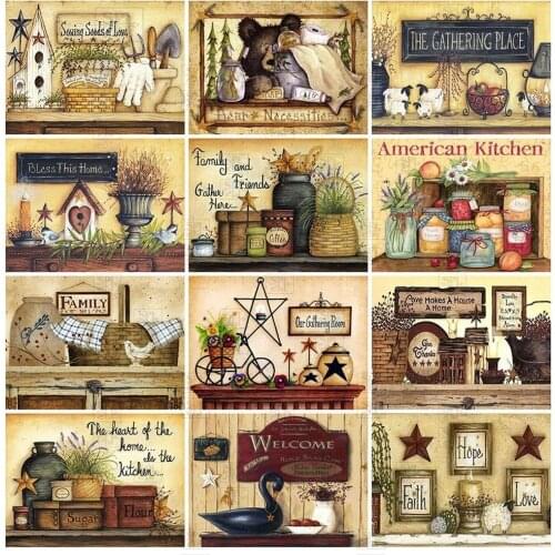 5D Diamond Painting Kitchen Landscape Diamond Embroidery Cross Stitch Pictures of Rhinestones Mosaic Handmade Gift Home Decor