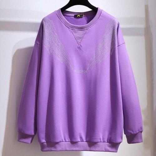 6XL Plus Size Sweatshirt Women Oversize Angel Wings With Diamonds Tops 2021 New Fashion Street Style Casual Pullover Sweatshirts