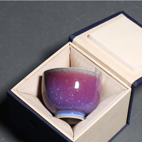 90ml Creative Kiln Change Teacup Ceramic Kung Fu Masters Cup Coarse Pottery Tea Cups Gift Box Pu'er Tea Bowl Teacups Drinkware