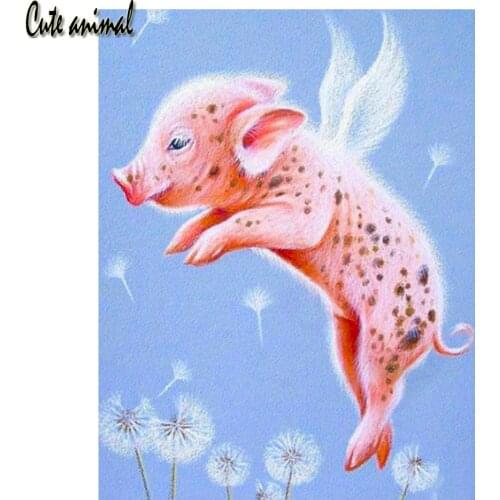 Diamond Mosaic Angel Pig Diy 5D Diamond Painting Full Square Drill Rhinestone Cute Pet Diamond Embroidery Children Room Decor