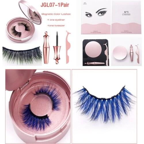 Color 1/2 pair Magnetic Eyelashes 3D Mink False Eyelash Magnet Eyeliner Fake Eyelash Tweezer Set Long Lasting lash Makeup
