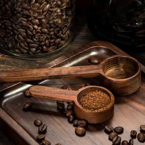 HGHO 4 Pcs Wooden Coffee Spoon Handle Coffee Scoop Tablespoon Measure Spoon for Coffee Ground Beans Milk Powder Spice