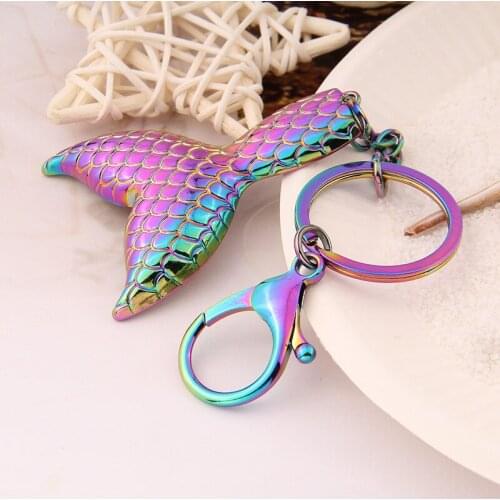 Mermaid Tail Kids Keychain Sequins Keyring Decorative Pendants for Women Bags Car Key Phone Accessories Wedding Party Mom Gifts
