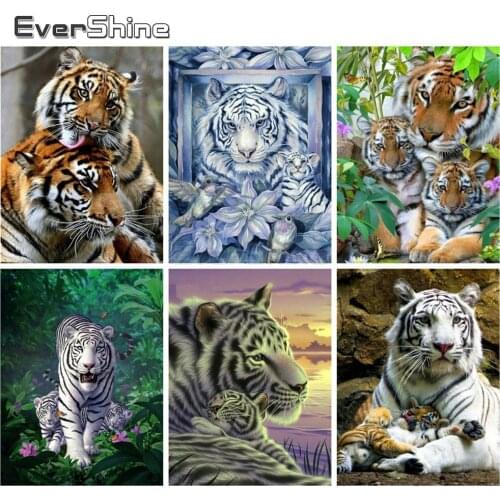 EverShine Diamond Painting 5D Tiger Cross Stitch Diamond Embroidery Sale Animals Rhinestones Art Gift Handwork Wall Decor